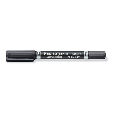 Marcador Permanente Staedtler Lumocolor Duo, doble punta, color negro