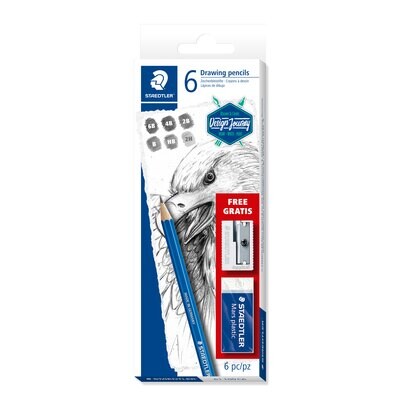Lapiz Staedtler Mars Lumograph 6 grados (Promo borrador + sacapuntas)