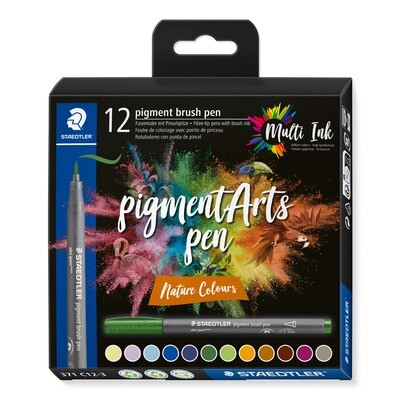 Marcador Staedtler Pigment Brush, Nature Colours, 12 colores