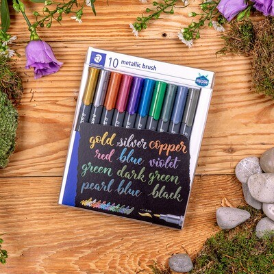 Marcador Staedtler Metallic Brush, 10 colores