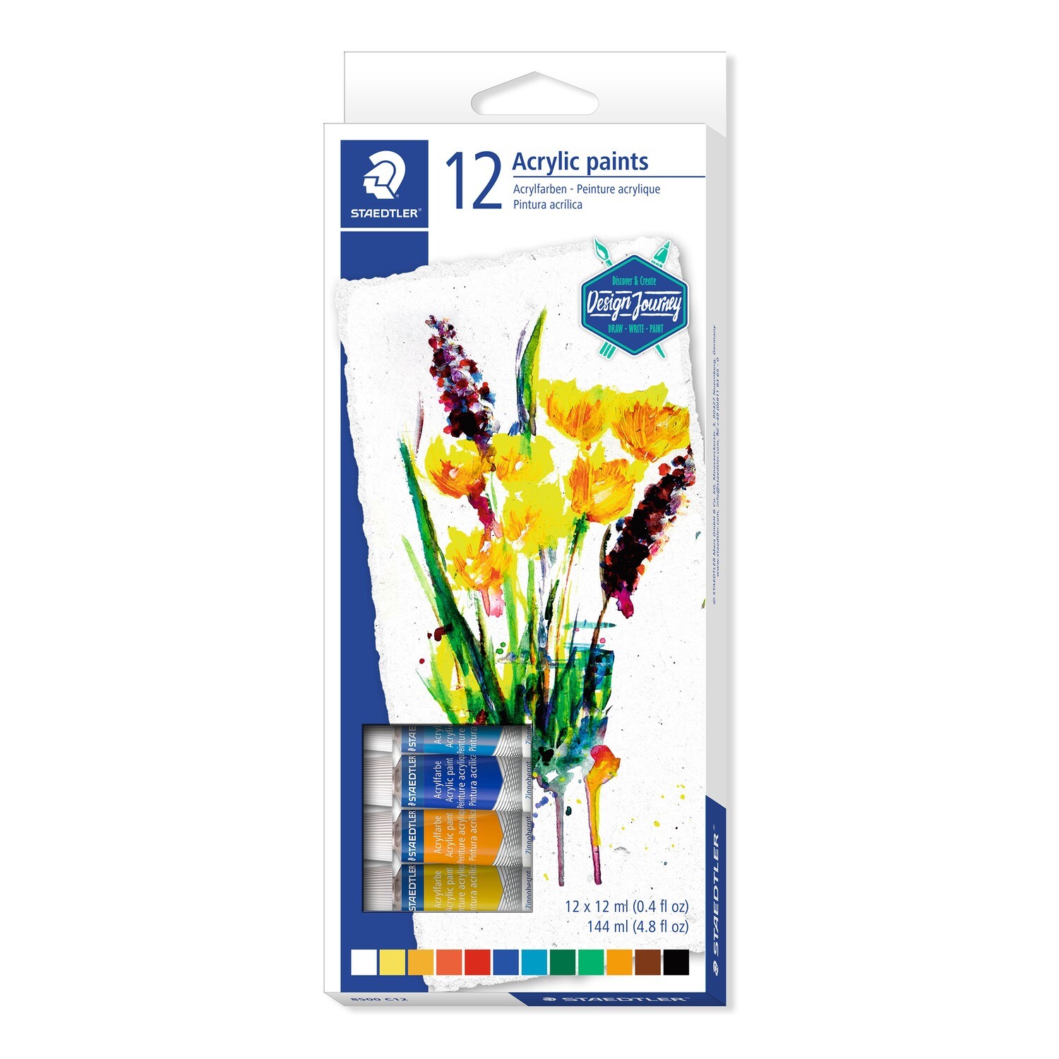 Pintura acrilica Staedtler en tubo, 12 colores