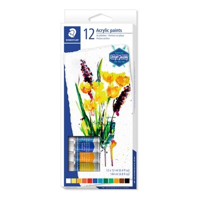 Pintura acrilica Staedtler en tubo, 12 colores