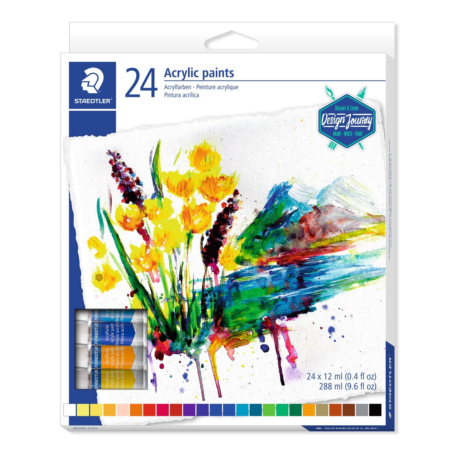 Pintura acrilica Staedtler en tubo, 24 colores