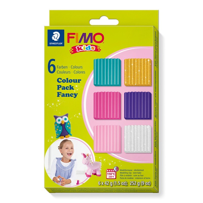 Arcilla polimerica FIMO Kids, Color Pack Fancy, 6 colores