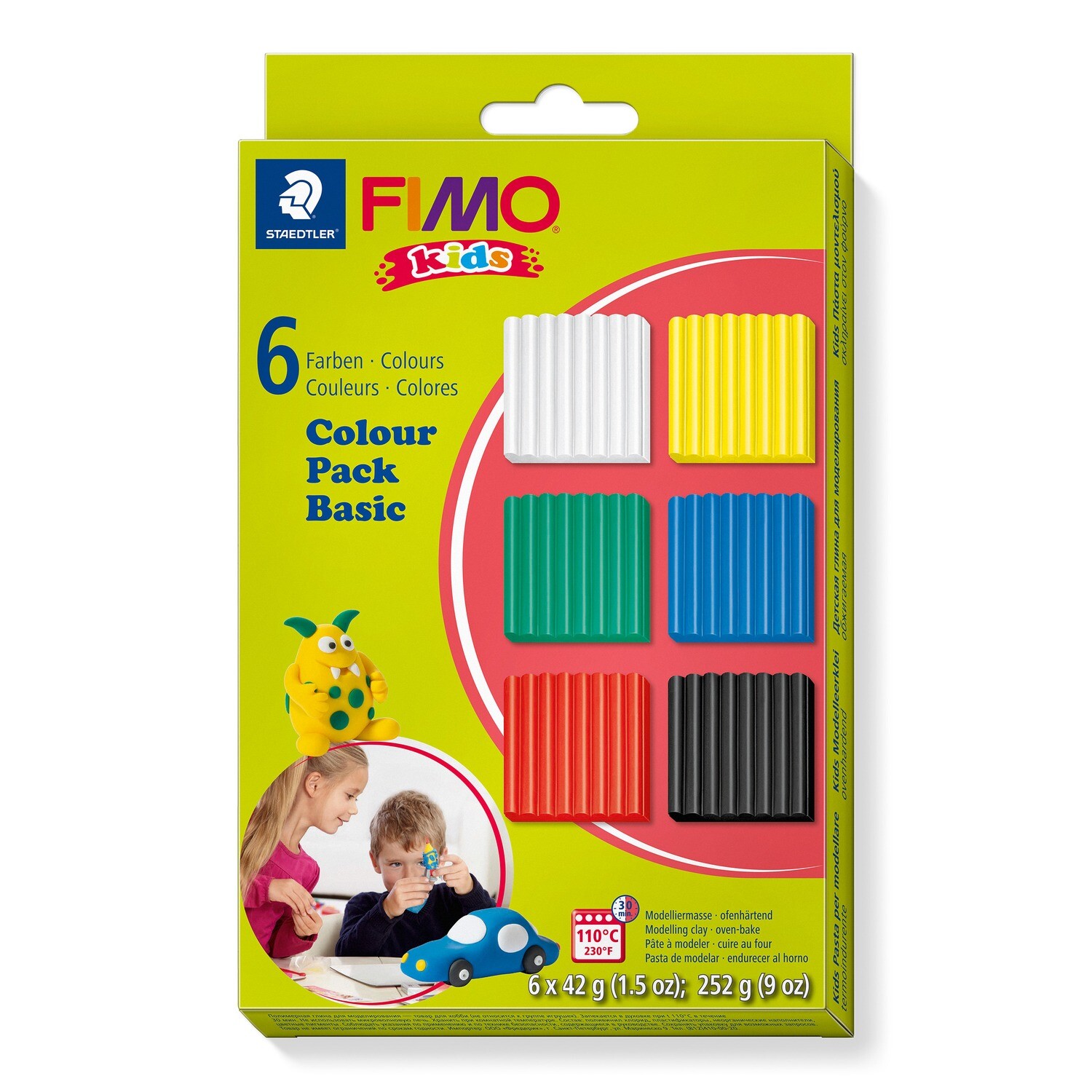 Arcilla polimerica FIMO Kids, Color Pack Basic, 6 colores
