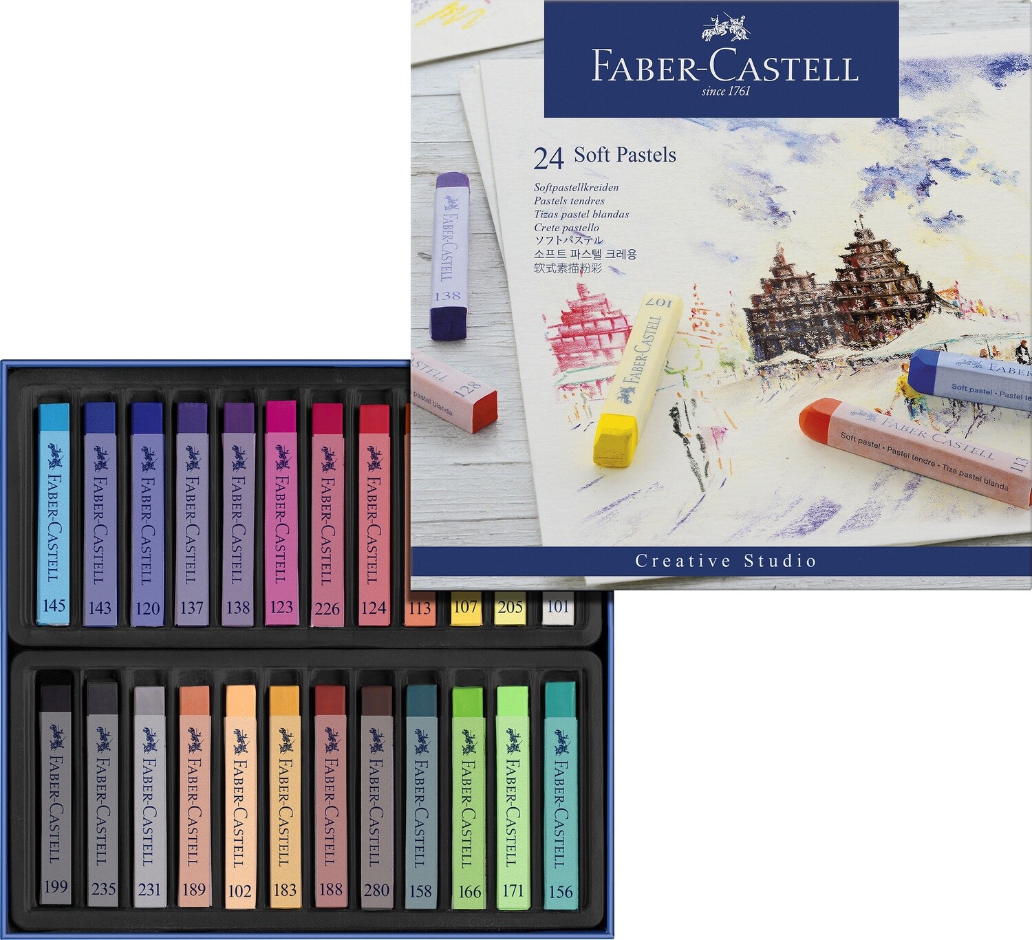 Crayon Pastel Seco Faber Castell largo, 24 colores