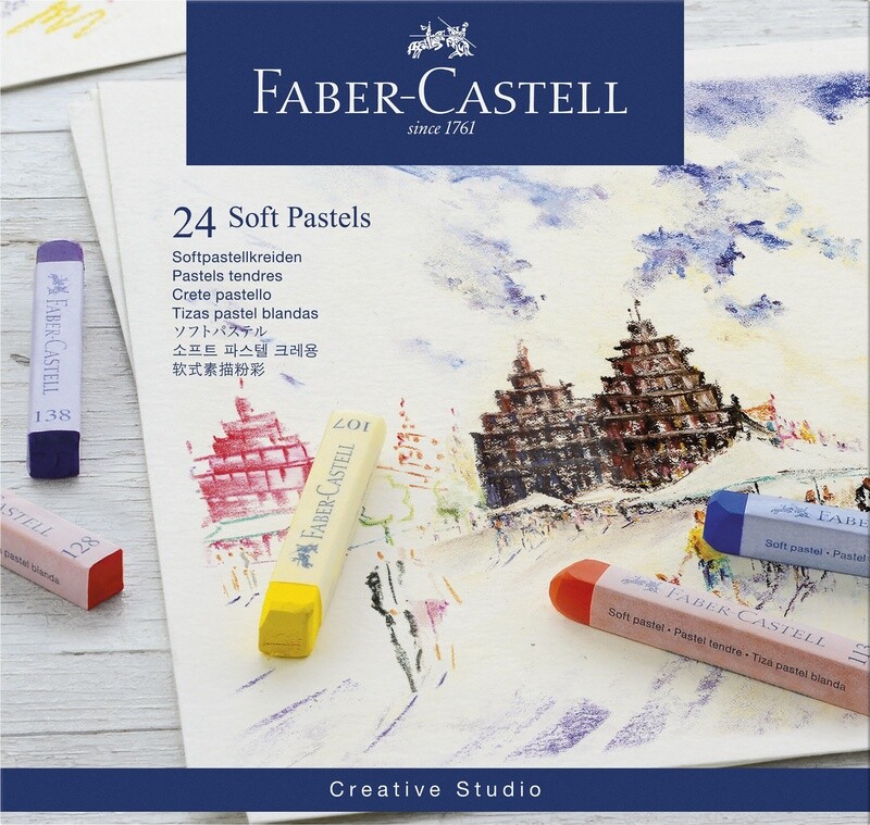 Crayón Pastel Seco Faber Castell largo, 24 colores