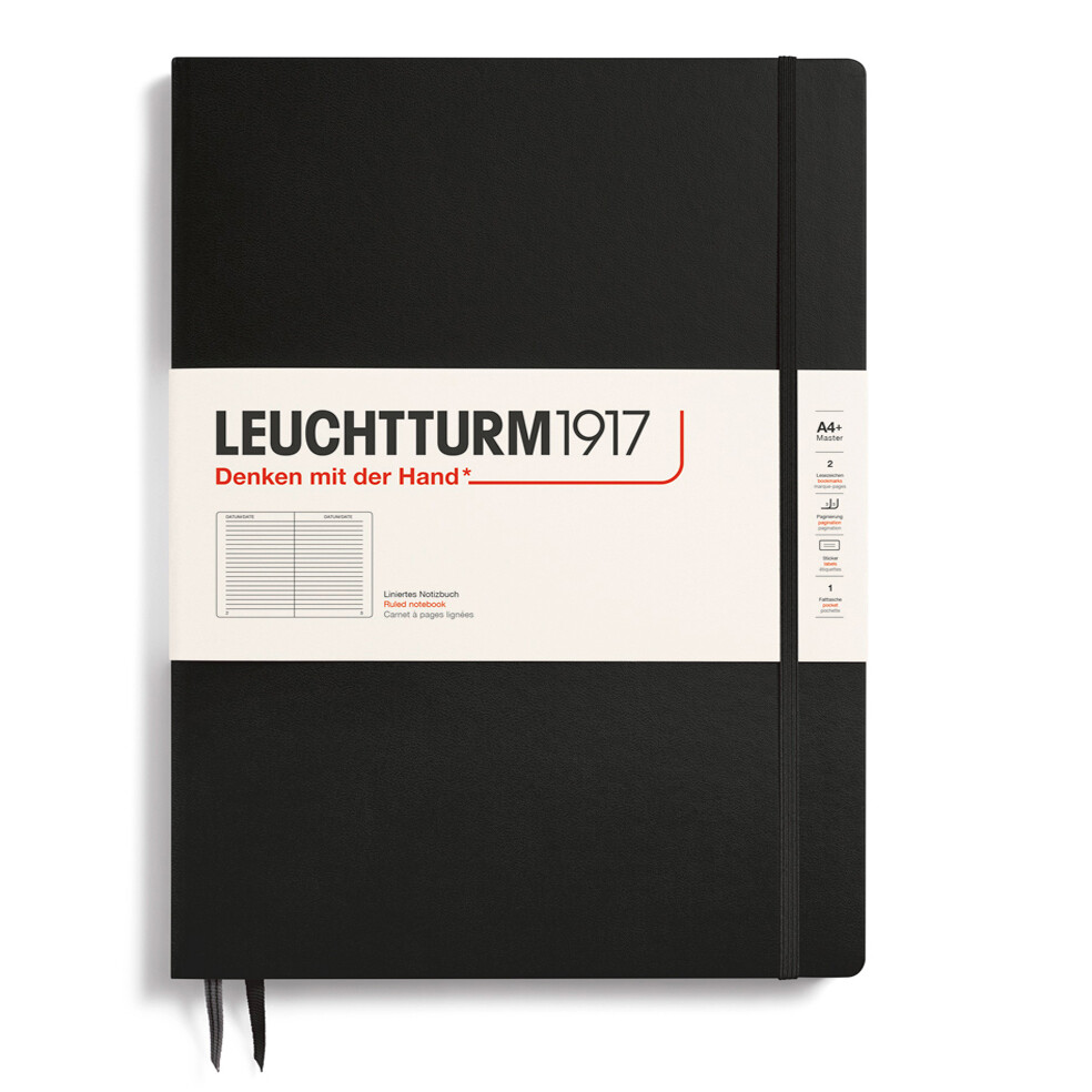 Cuaderno Leuchtturm1917 Master Slim A4+ Negro, rayas