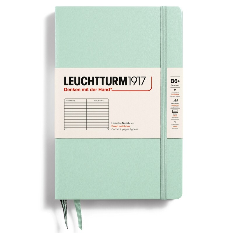 Cuaderno Leuchtturm1917 Paperback B6+, Tapa Dura, color Mint Green, hoja con rayas