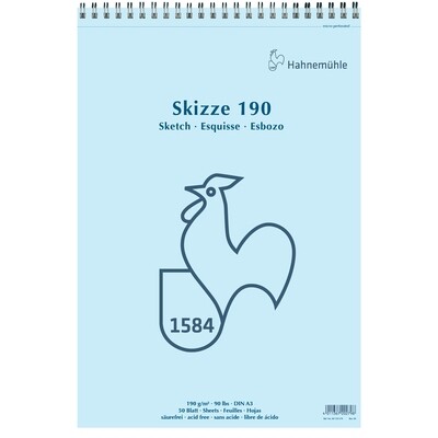 Block Hahnemühle Skizze 190gr. con espiral, tamaño A3, 50 hojas