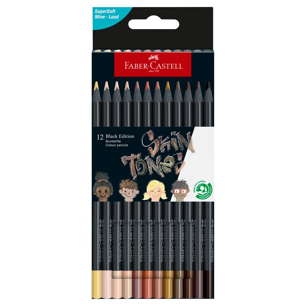 Lapiz Faber Castell Black Edition 12 colores Skin Tones