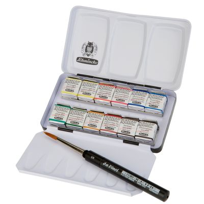 Acuarela Schmincke Horadam, estuche metal 12 colores + pincel
