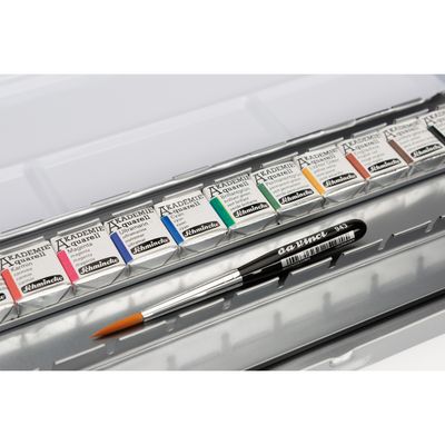 Acuarela Schmincke Akademie 12 colores + 12 espacios + pincel