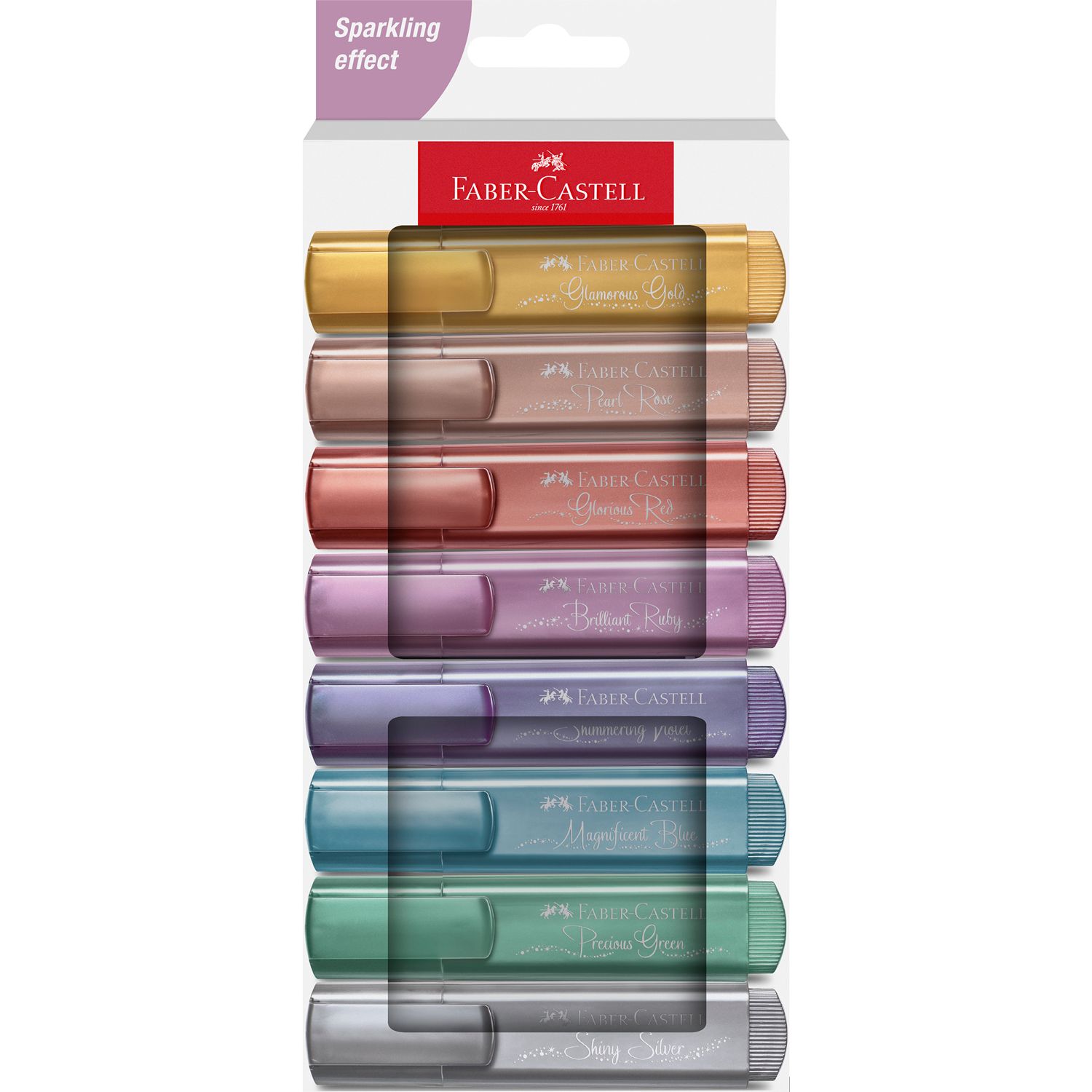 Marcador Faber Castell Textliner Sparkling Effect, 8 colores