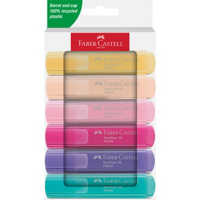 Marcador Faber Castell Textliner 46 Pastel, 6 colores