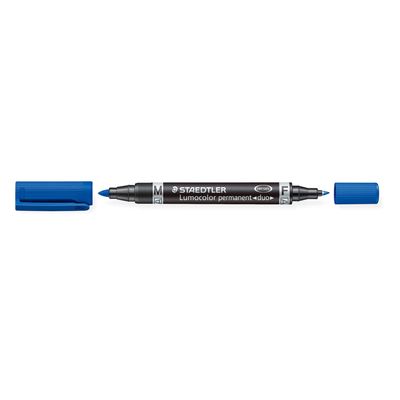 Marcador Permanente Staedtler Lumocolor Duo, doble punta, color azul