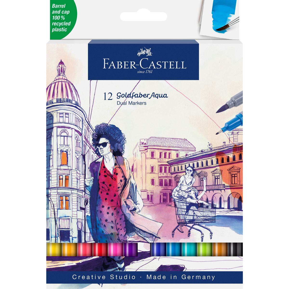 Marcador Faber-Castell Goldfaber Aqua Dual 12 Colores