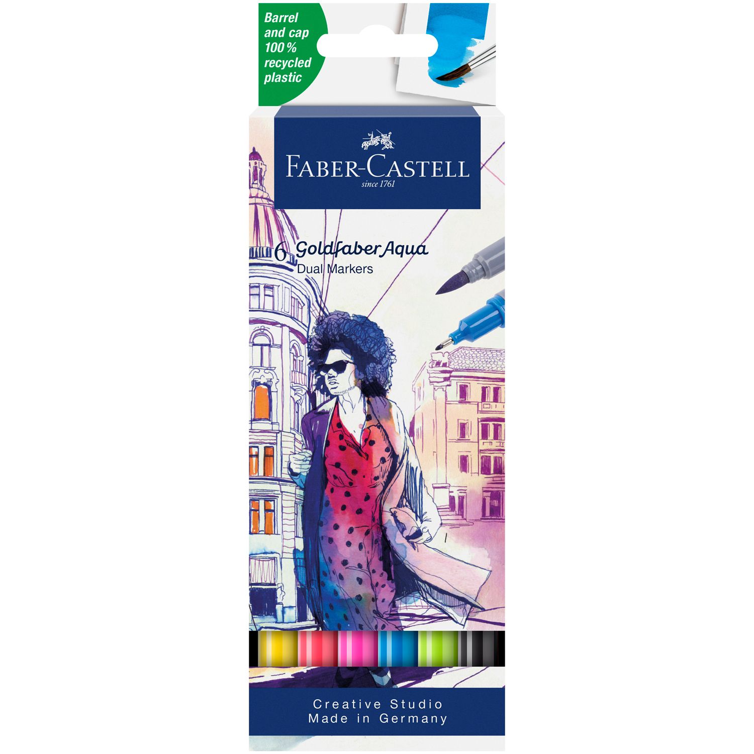 Marcador Faber-Castell Goldfaber Aqua Dual 6 Colores