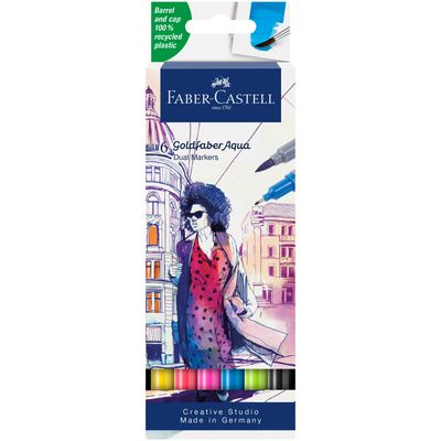 Marcador Faber-Castell Goldfaber Aqua Dual 6 Colores