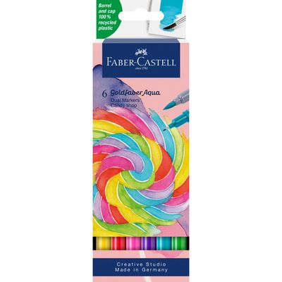 Marcador Faber-Castell Goldfaber Aqua Dual 6 Colores Candy Shop