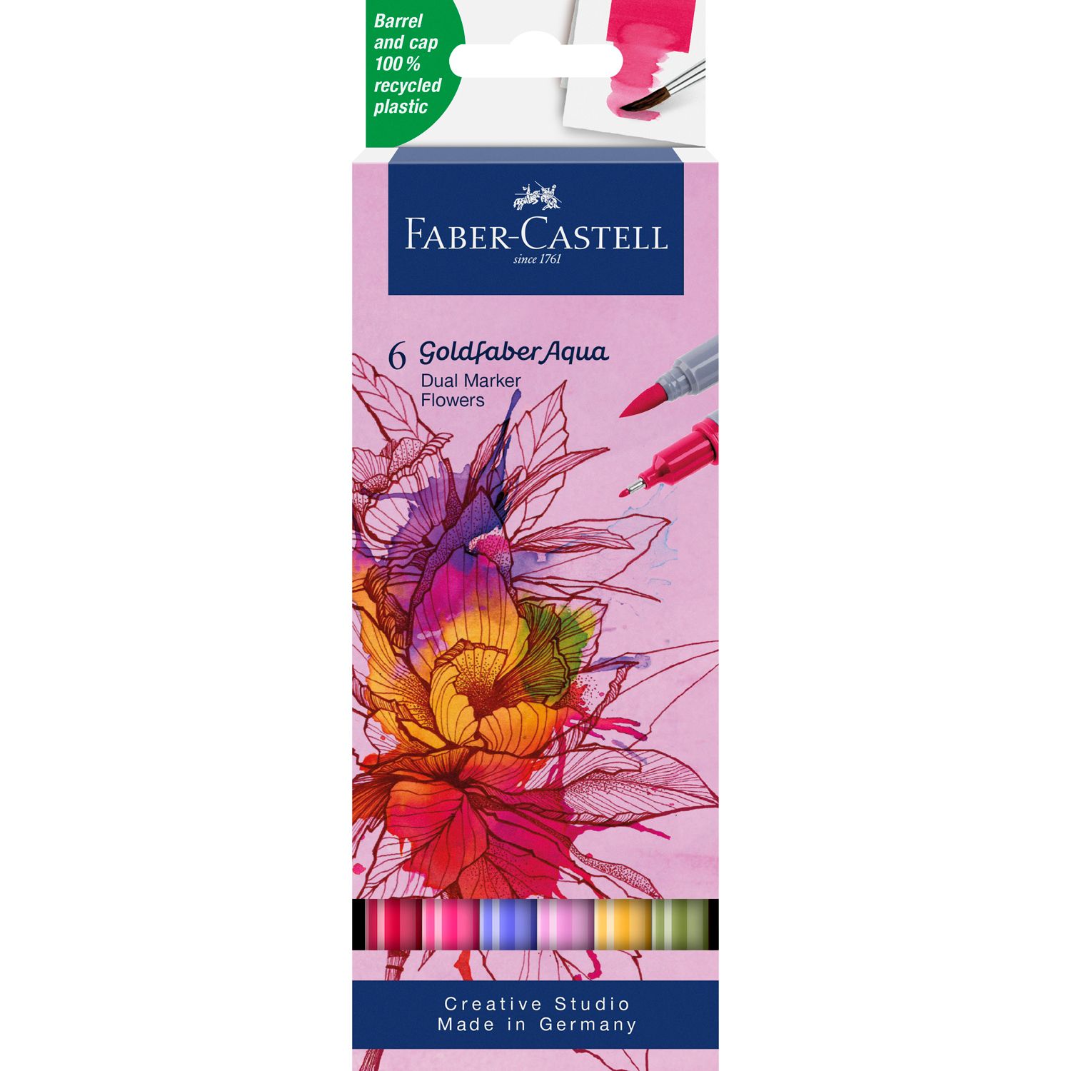 Marcador Faber-Castell Goldfaber Aqua Dual 6 Colores Flowers
