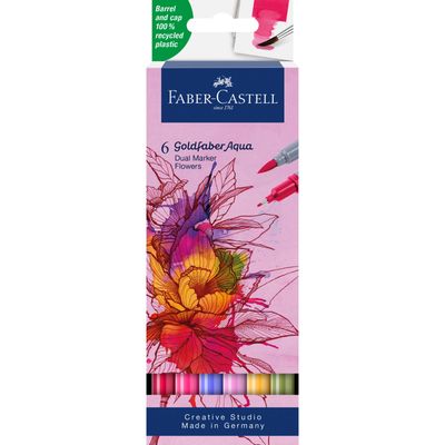 Marcador Faber-Castell Goldfaber Aqua Dual 6 Colores Flowers