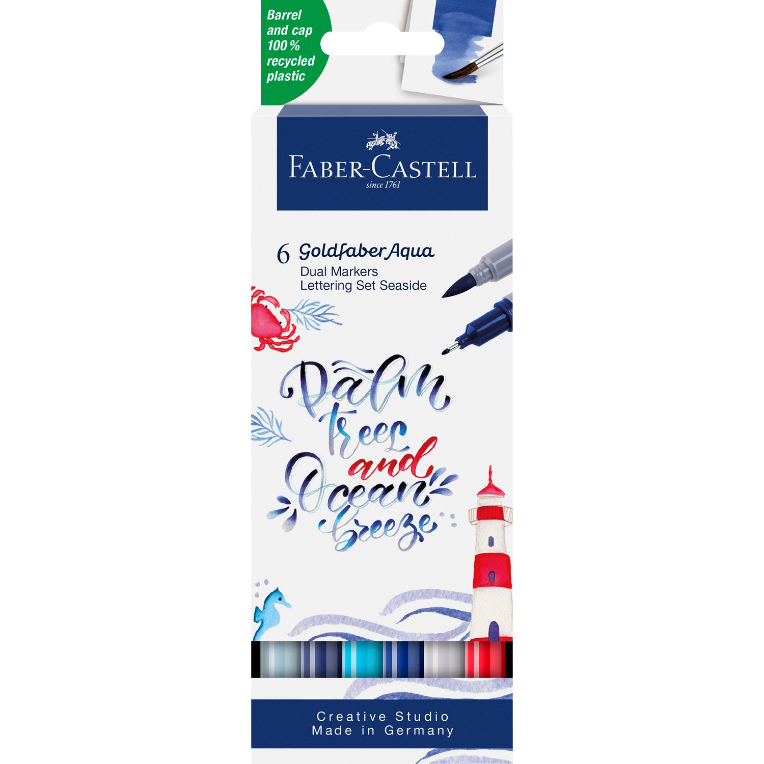 Marcador Faber-Castell Goldfaber Aqua Dual 6 Colores Sea