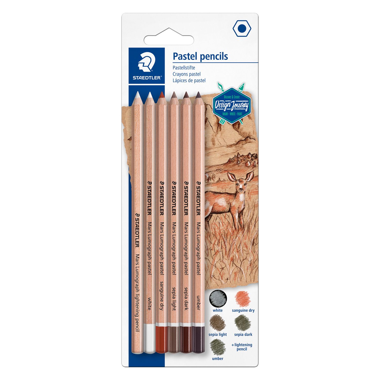 Crayon pastel Staedtler Lumograph 6 tonos