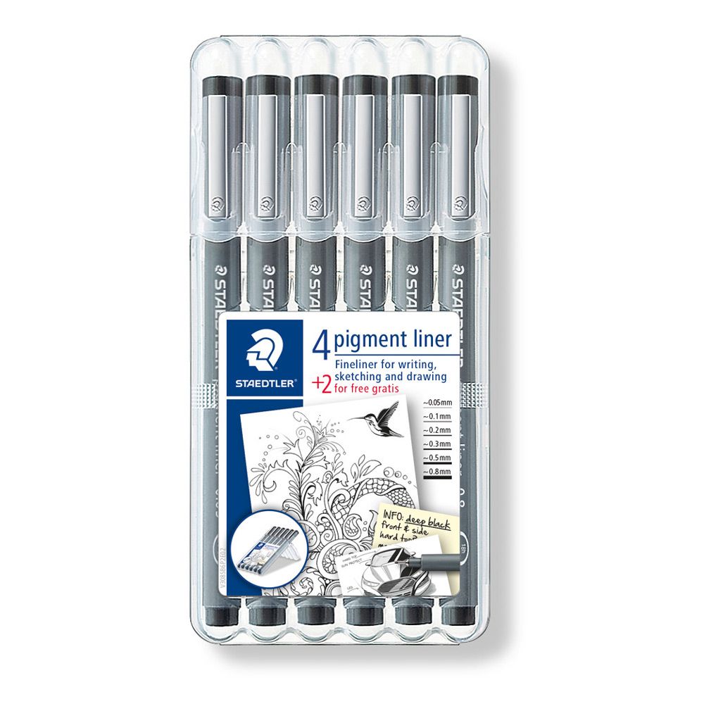 Rotulador Staedtler Pigment Liner, estuche de 6 marcadores
