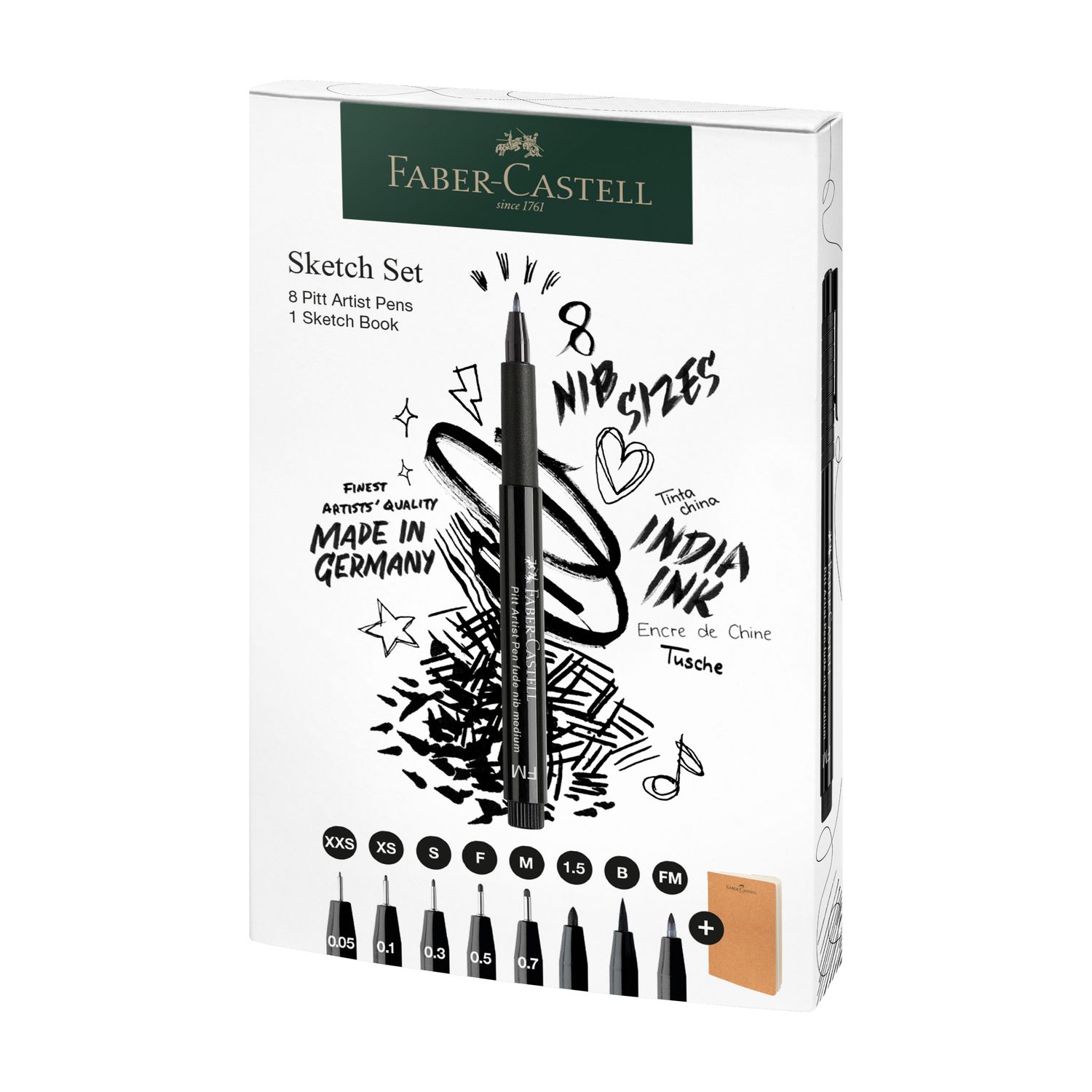 Marcador Faber-Castell Pitt Artist Pen Sketch Set ( 8 marcadores + cuaderno)