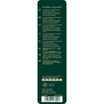 Lapiz Grafito Acuarelable Faber Castell, juego de 5 piezas
