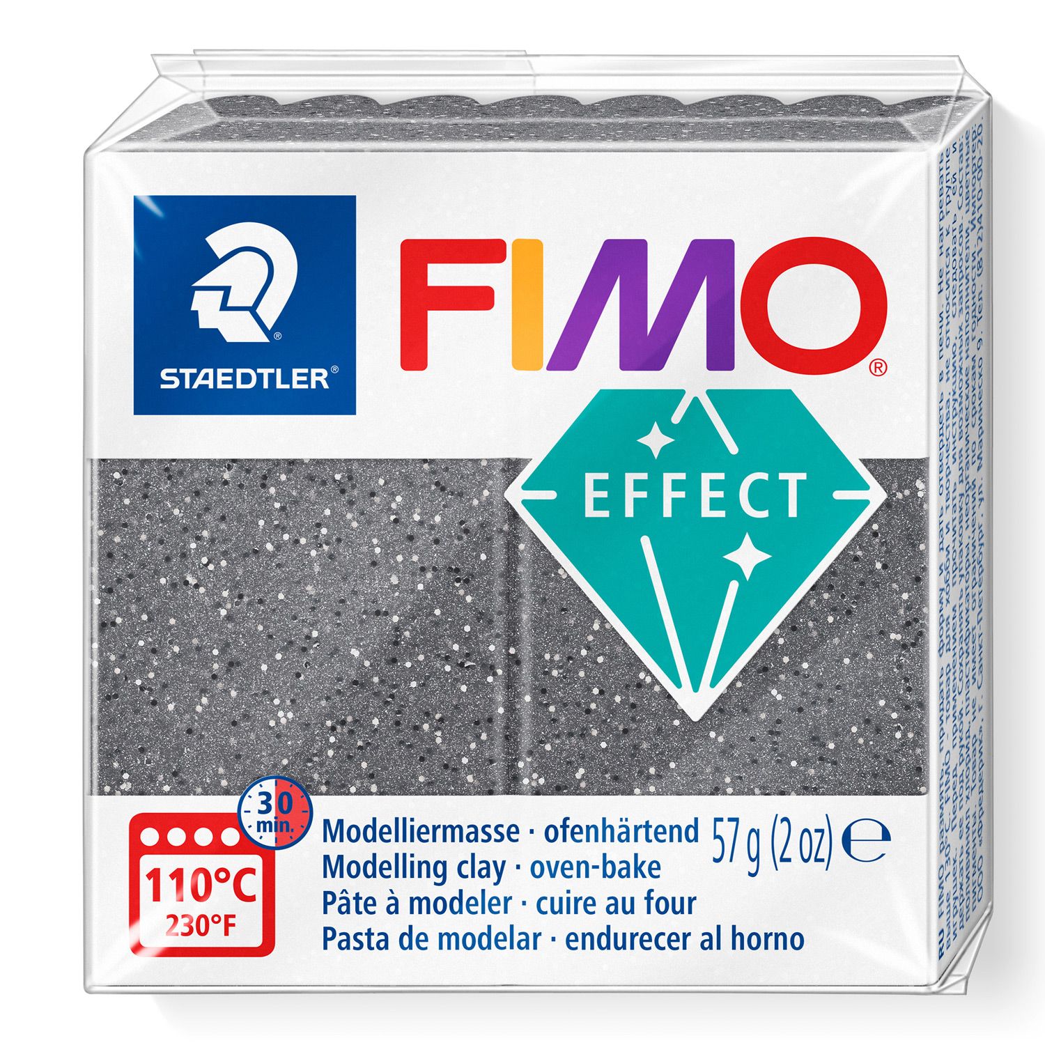 Arcilla polimerica para modelar FIMO Effect, color gris granito