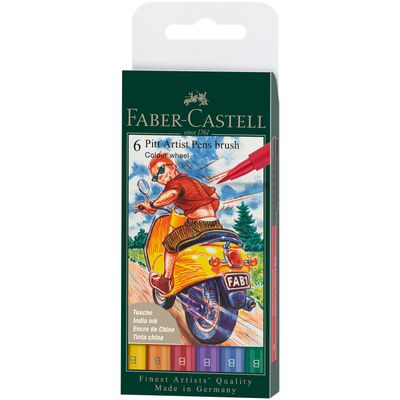 Marcador Faber Castell Pitt Artist Pen Brush 6 Colour Wheel