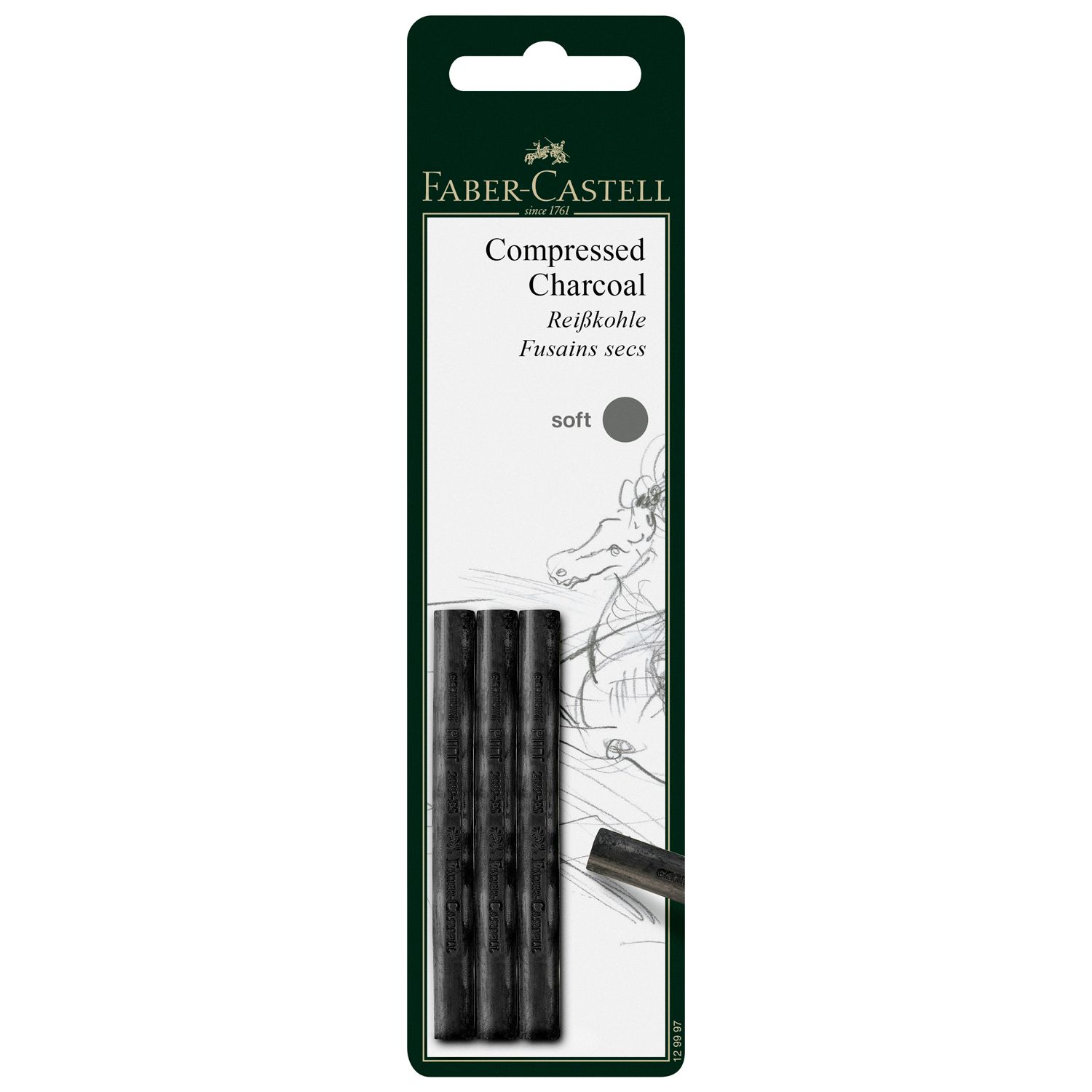 Carboncillo Comprimido Faber-Castell Blando 3 Piezas