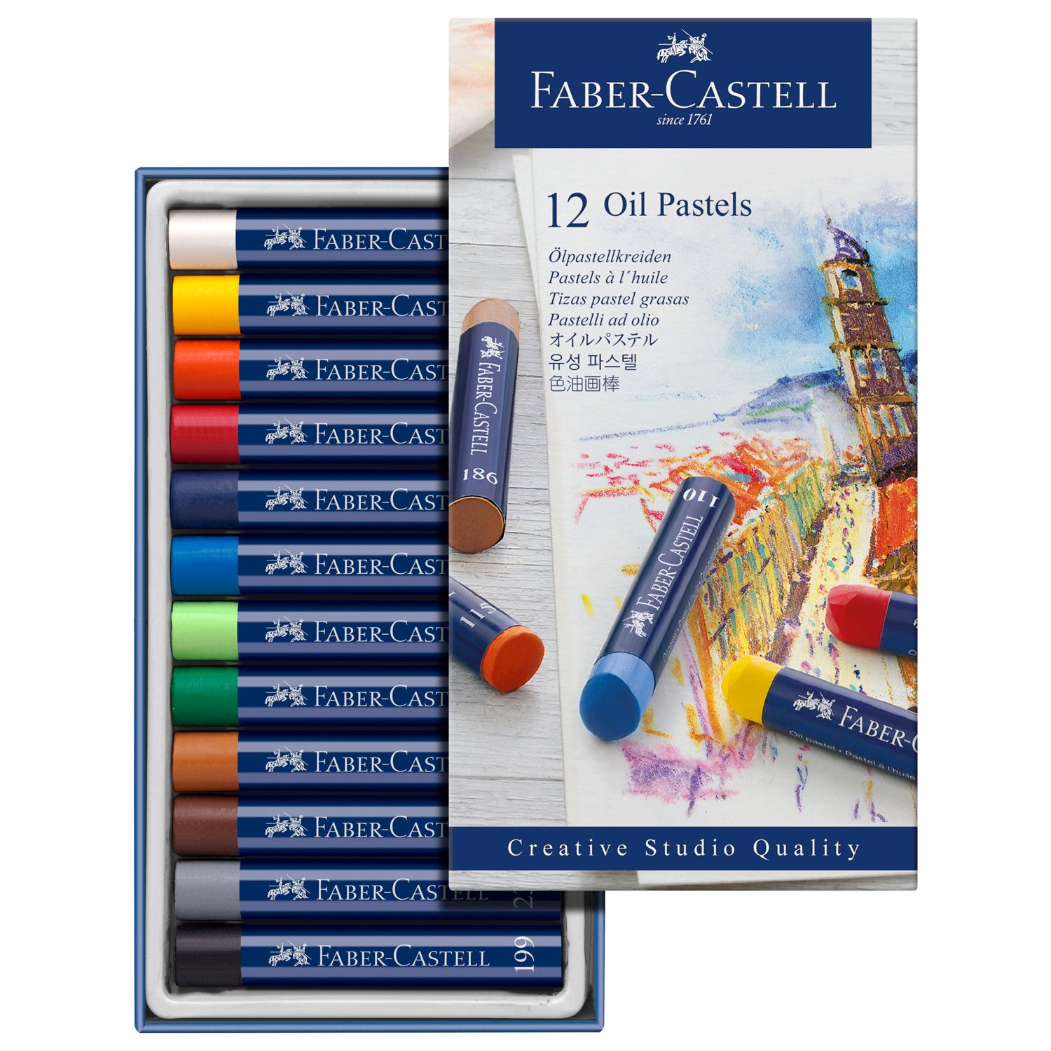 Crayon Pastel Oleo Faber Castell, 12 colores