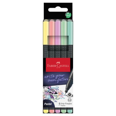 Marcador Faber Castell Grip Finepen Pastel, 5 colores