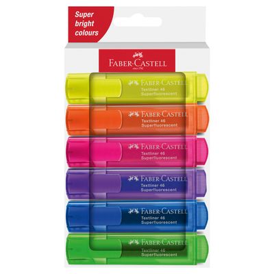 Marcador Faber Castell Textliner 46 Superfluorescent, 6 colores