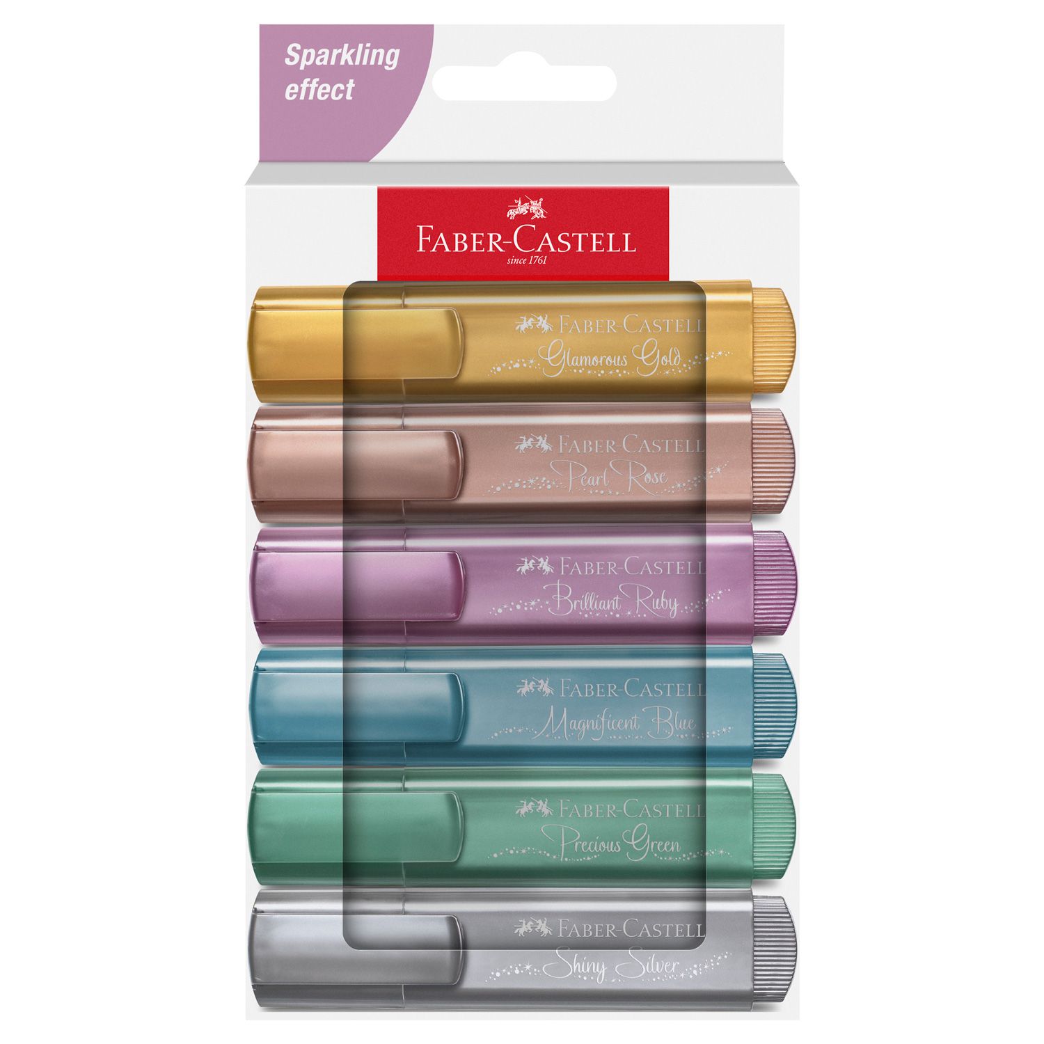 Marcador Faber Castell Textliner Sparkling Effect, 6 colores