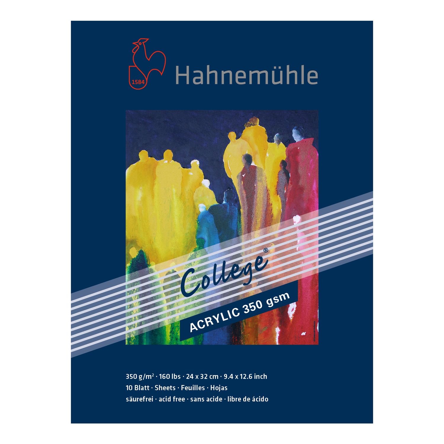 Block Hahnemuhle College Acrylic 350 gramos, 24 x 32 cms