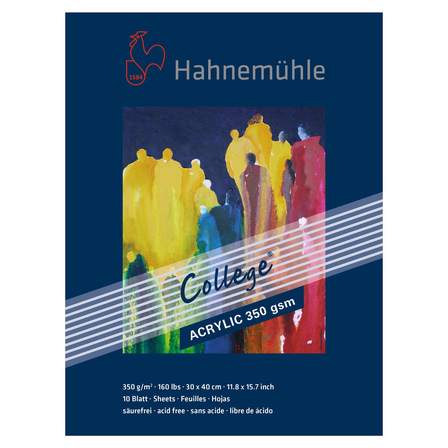 Block Hahnemuhle College Acrylic 350 gramos, 30 x 40 cms