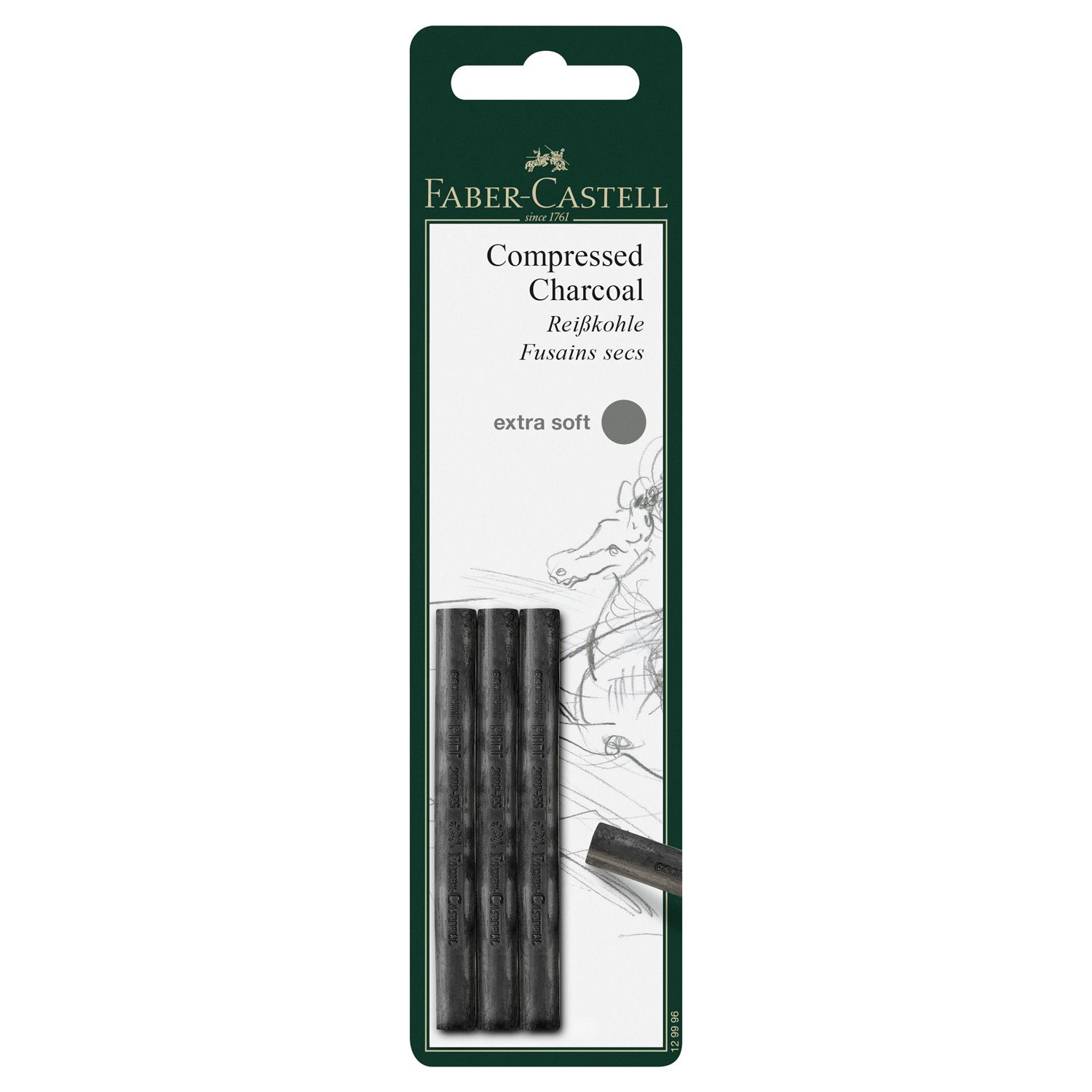 Carboncillo Comprimido Faber-Castell Extra Blando 3 Piezas