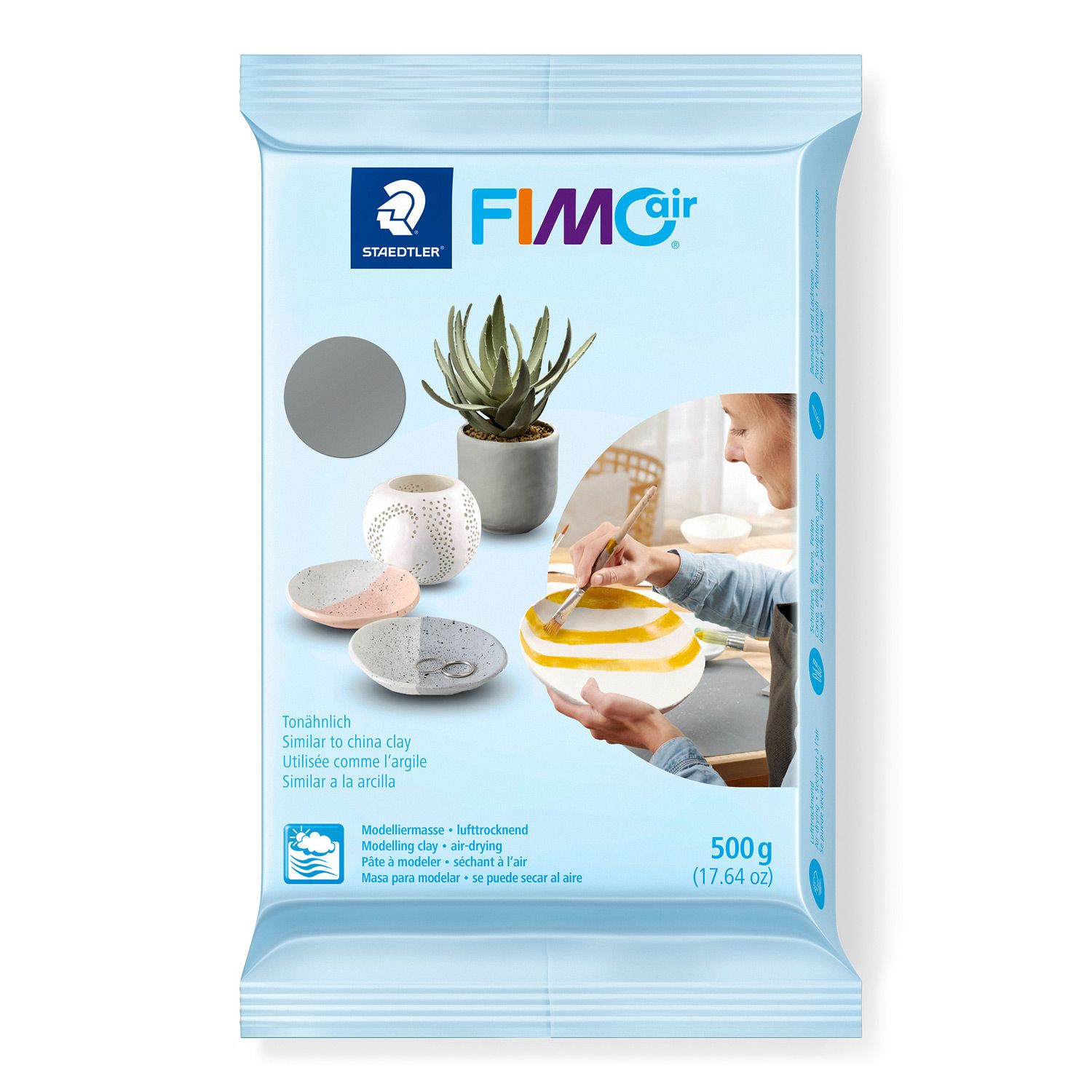 Arcilla para modelar FIMO Air 500gr, color gris