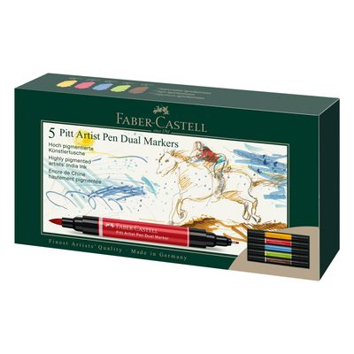Marcador Faber Castell Pitt Artist Pen Dual Basic, 5 colores