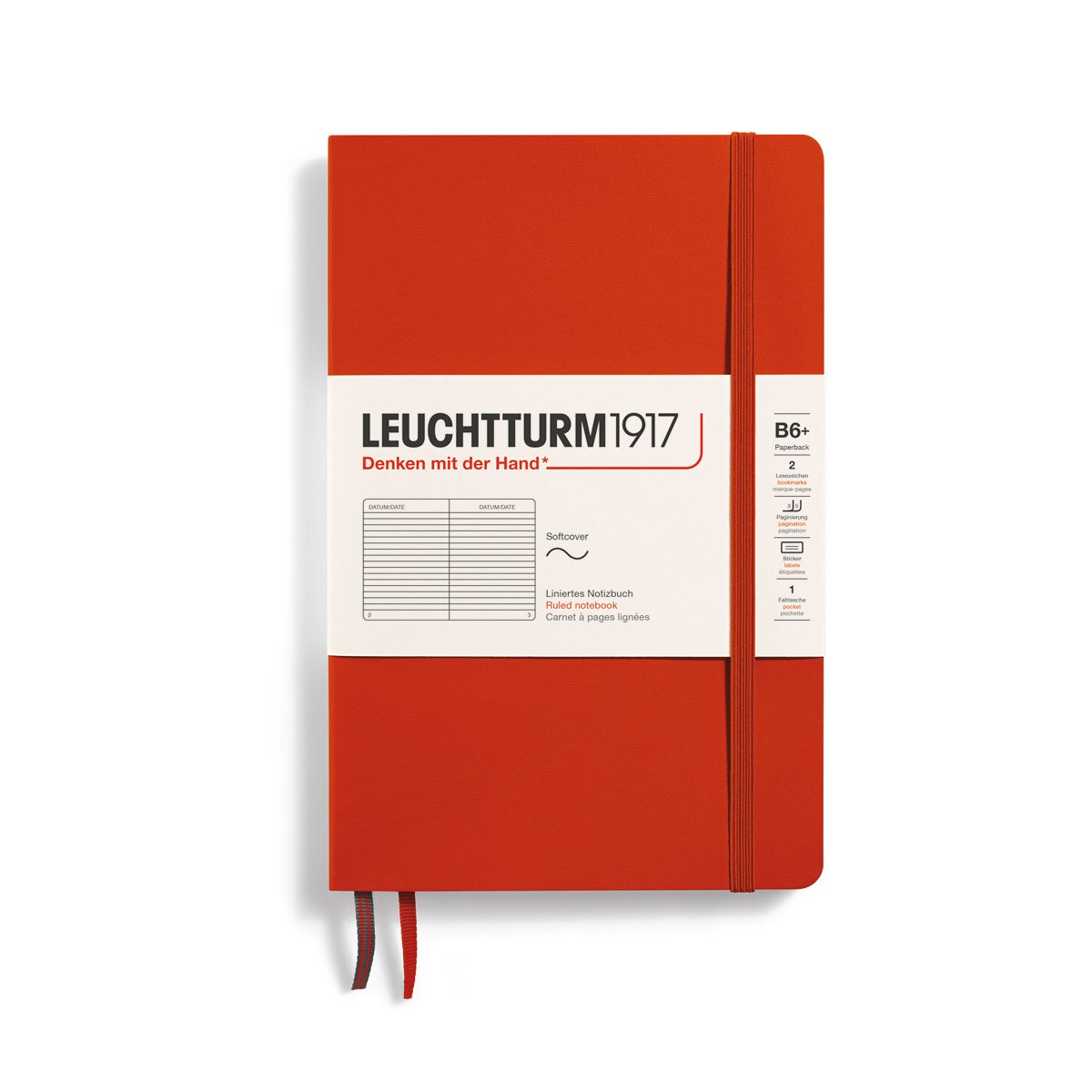 Cuaderno Leuchtturm1917 B6+ Softcover, Fox Red, rayas