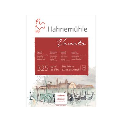 Block Hahnemühle Veneto, 325g Textura Aspero/Fino 30 x 40cms, 12 hojas