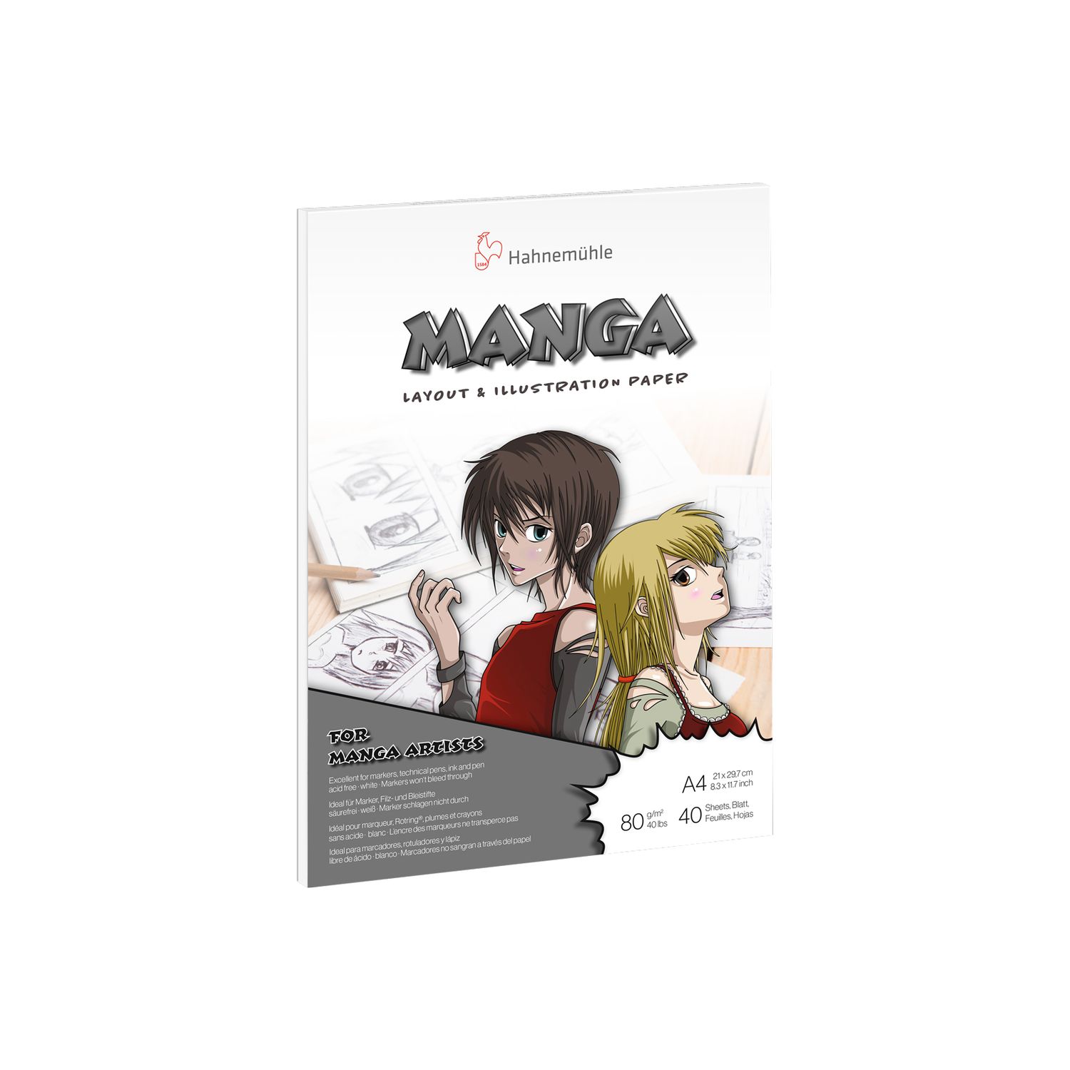 Block Hahnemühle Manga Layout 80gr. A4 40, Hojas