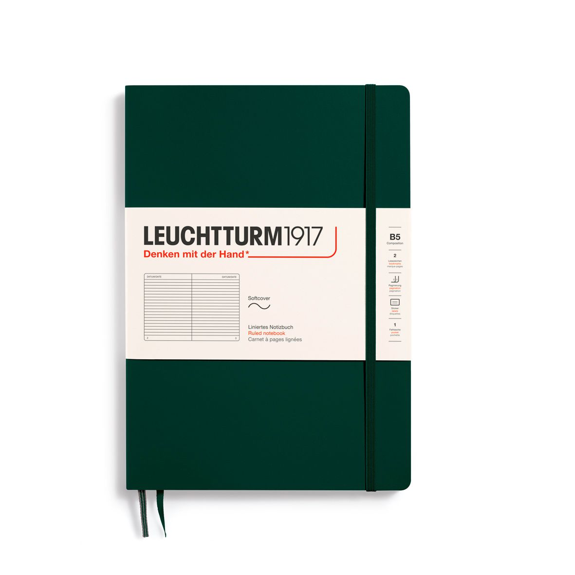 Cuaderno Leuchtturm1917 Composition B5 Tapa Suave, Forest Green, lineas