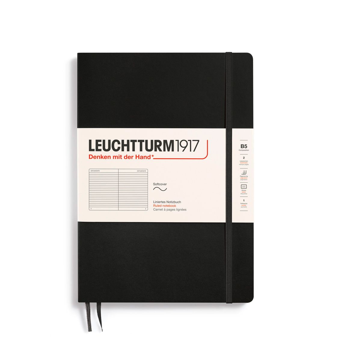 Cuaderno Leuchtturm1917 Composition B5 Tapa Suave, Negro, Lineas