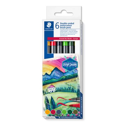 Marcador Staedtler acuarelable doble punta, 6 col. Europa