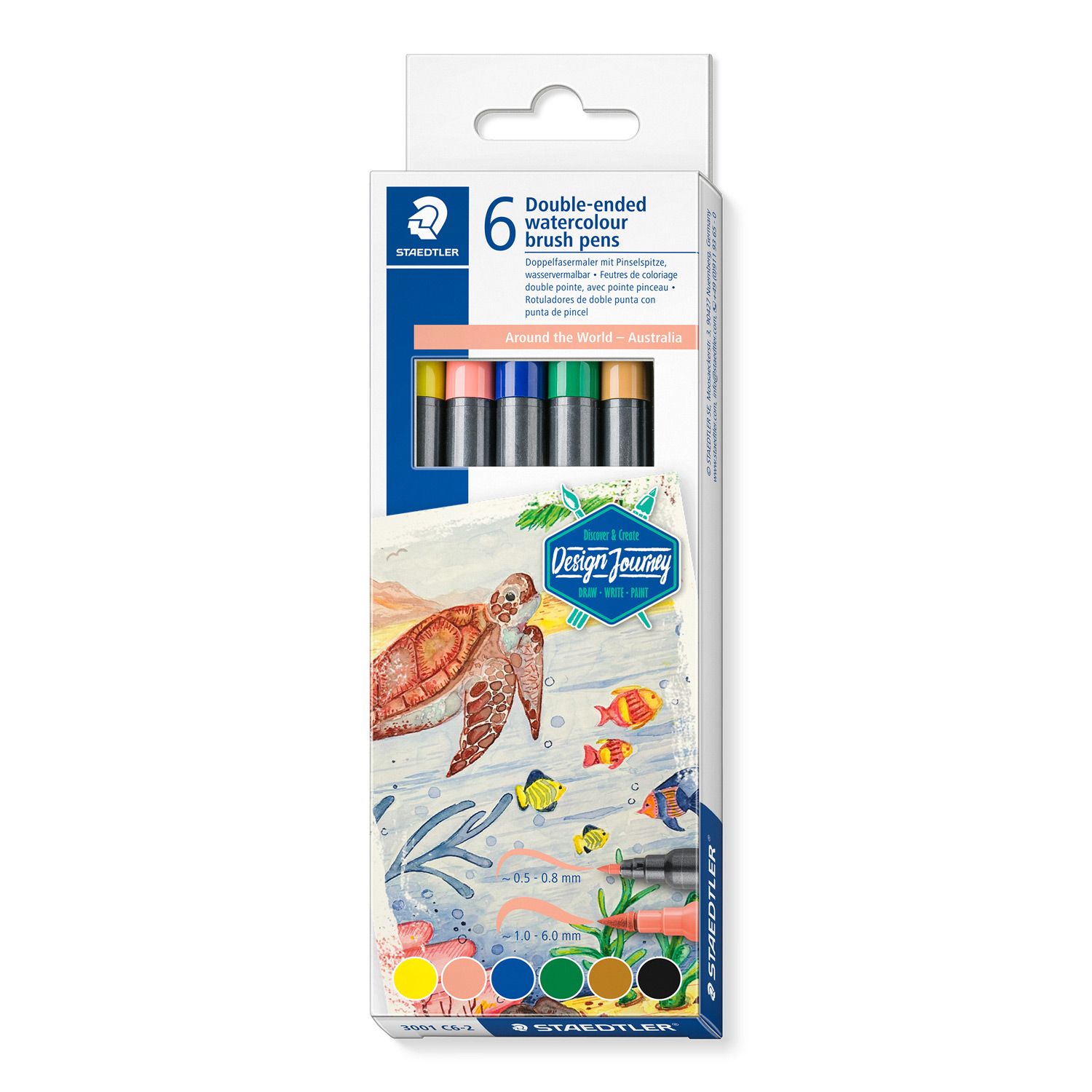 Marcador Staedtler acuarelable doble punta, 6 col. Australia